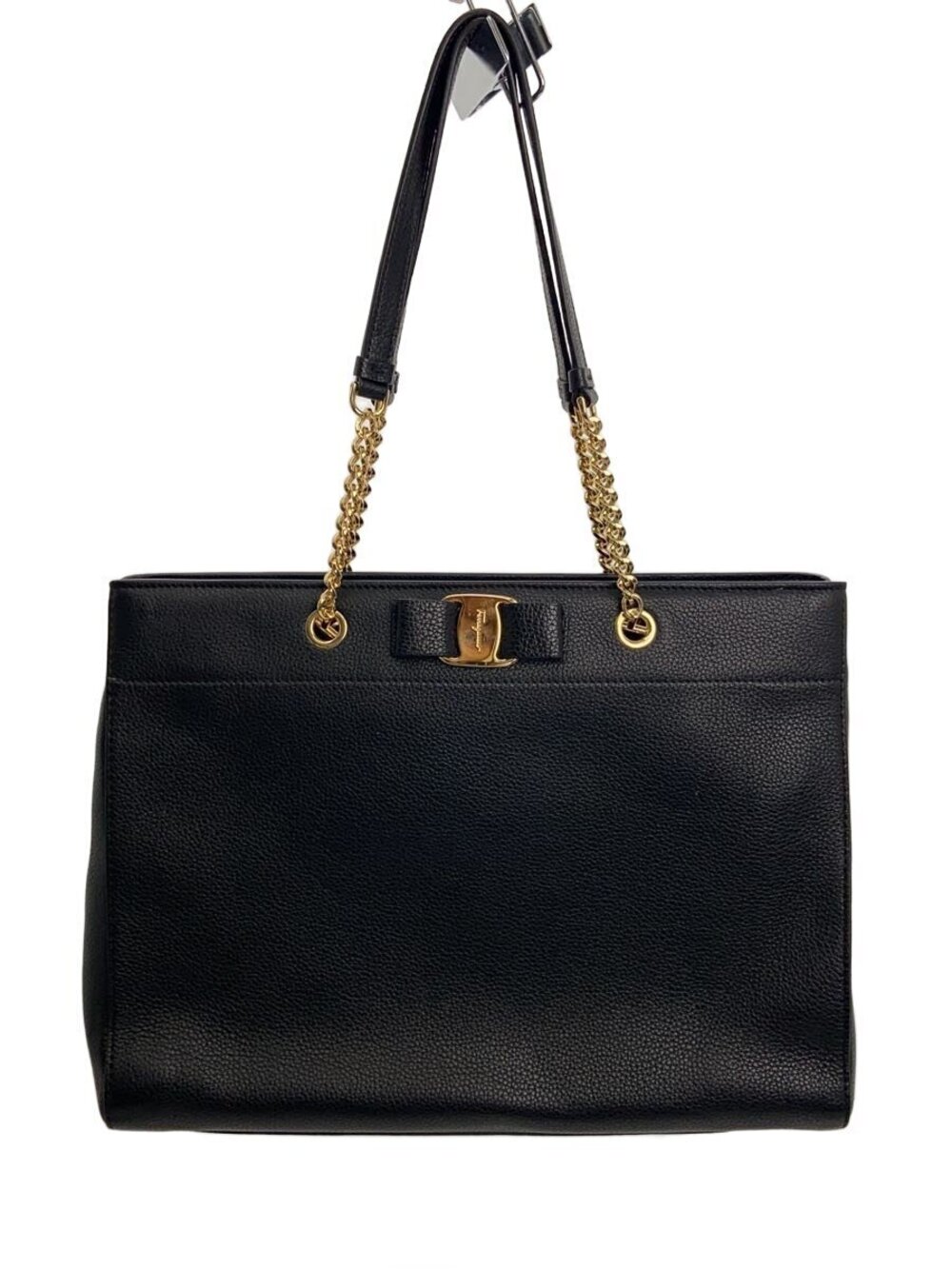 Salvatore Ferragamo Vara Ribbon Tote Bag Leather Black